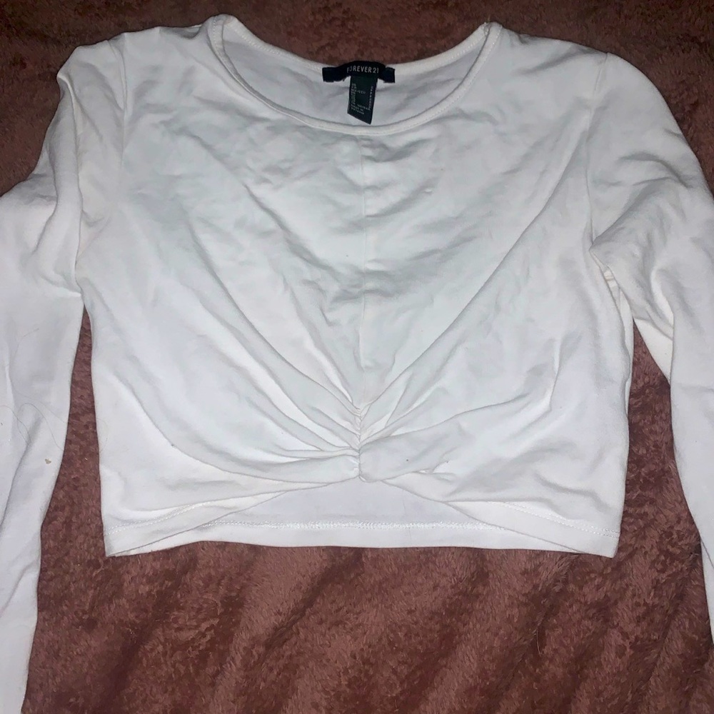White forever 21 cropped white long sleeve
